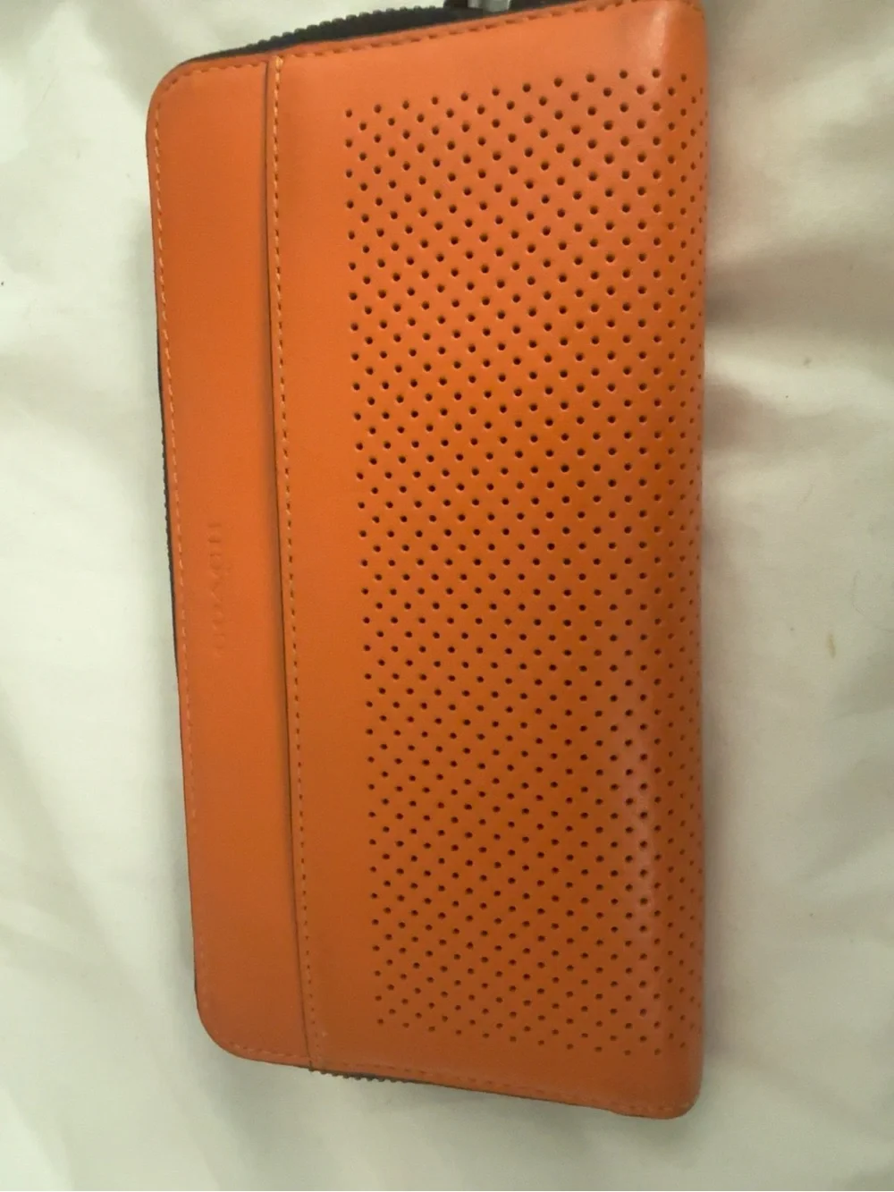 Coach Orange Perforated Zip Wallet